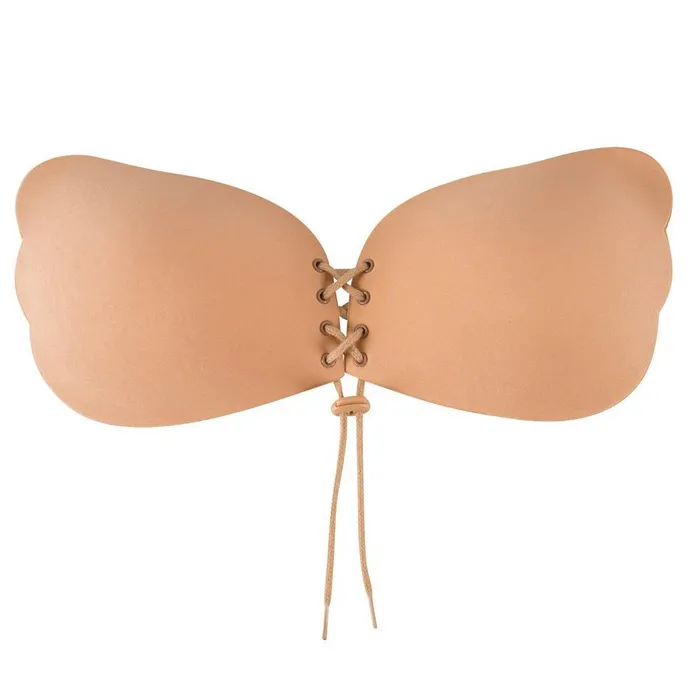 Dildos Cottelli Collection Flesh Coloured Adhesive Bra With Lacing