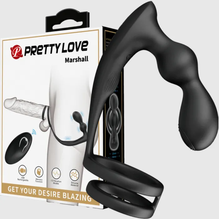 Pretty Love Male Sex Toys Marshall Remote Control Prostate Massager With Cock And Ball Ring