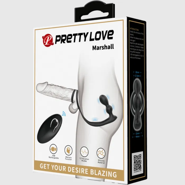 Pretty Love Male Sex Toys Marshall Remote Control Prostate Massager With Cock And Ball Ring