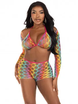 Leg Avenue Male Sex Toys 3 Pc Net Bra Top With Shrug and Boy Shorts One Size Multicolor Leg Avenue Male Sex Toys 3 Pc Net Bra Top With Shrug and Boy Shorts One Size Multicolor