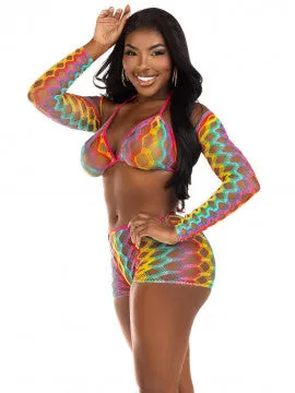 Leg Avenue Male Sex Toys 3 Pc Net Bra Top With Shrug and Boy Shorts One Size Multicolor Leg Avenue Male Sex Toys 3 Pc Net Bra Top With Shrug and Boy Shorts One Size Multicolor