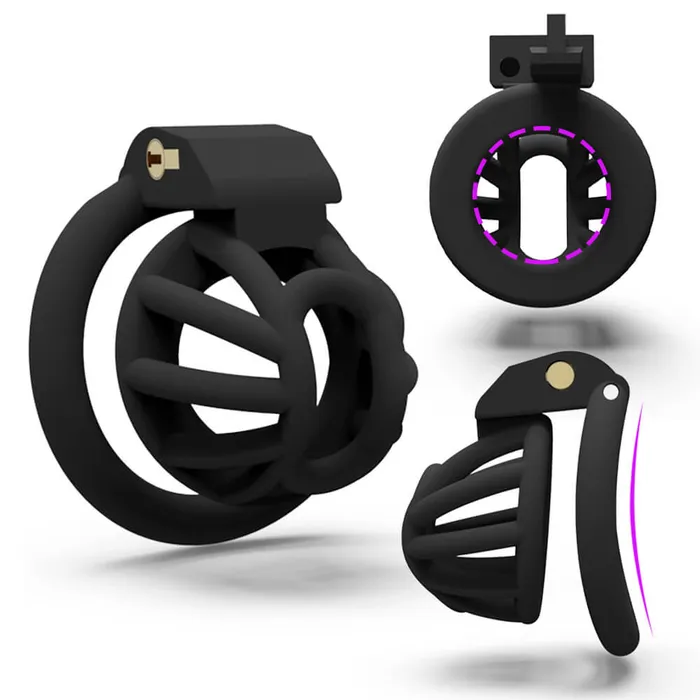 CHASTITY CAGE CO Male Sex Toys 3D Small Chastity Cage with 4 rings