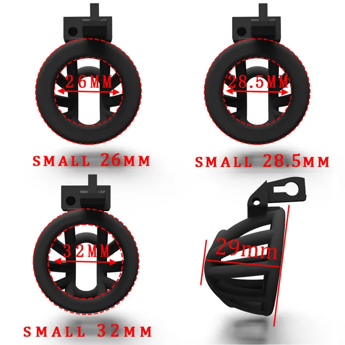 CHASTITY CAGE CO Male Sex Toys 3D Small Chastity Cage with 4 rings