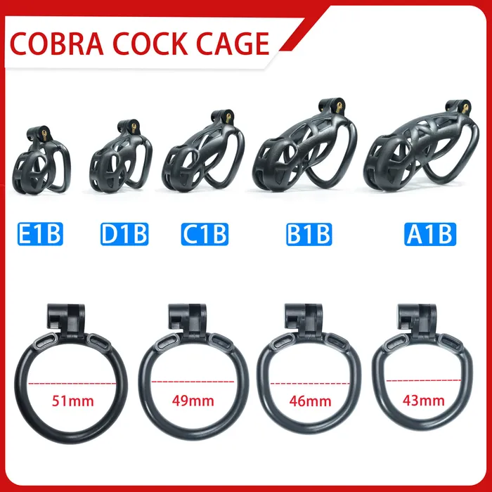 CHASTITY CAGE CO Male Sex Toys Black Cobra Chastity Cage Kit 177 To 413 Inches Long