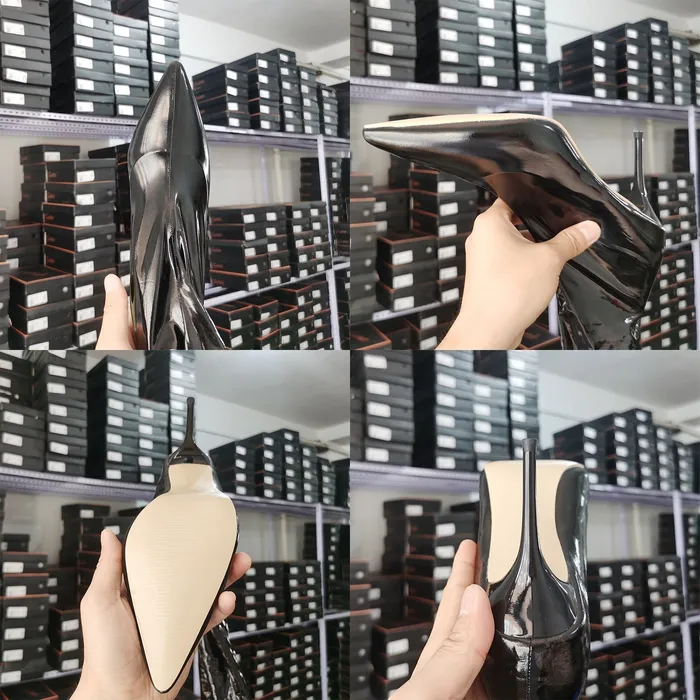 Couples House of Dasein Shoes Boots Sexy Glossy 12Cm Stiletto Heel Pu Leather Sock Boots Fetish Shoes