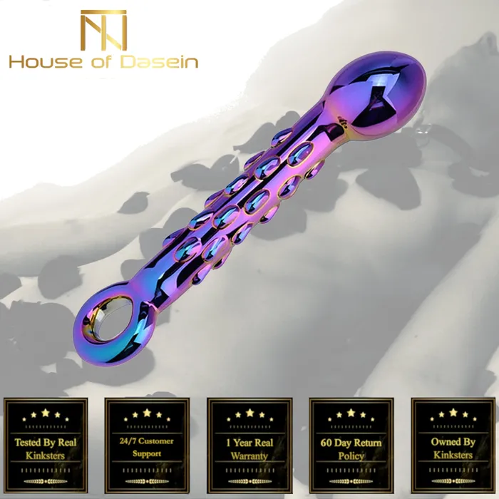 NonVibrating Butt Plugs Long Glass Crystal Butt Plug With Pull Ring Anal Sex Toy House of Dasein Male Sex Toys
