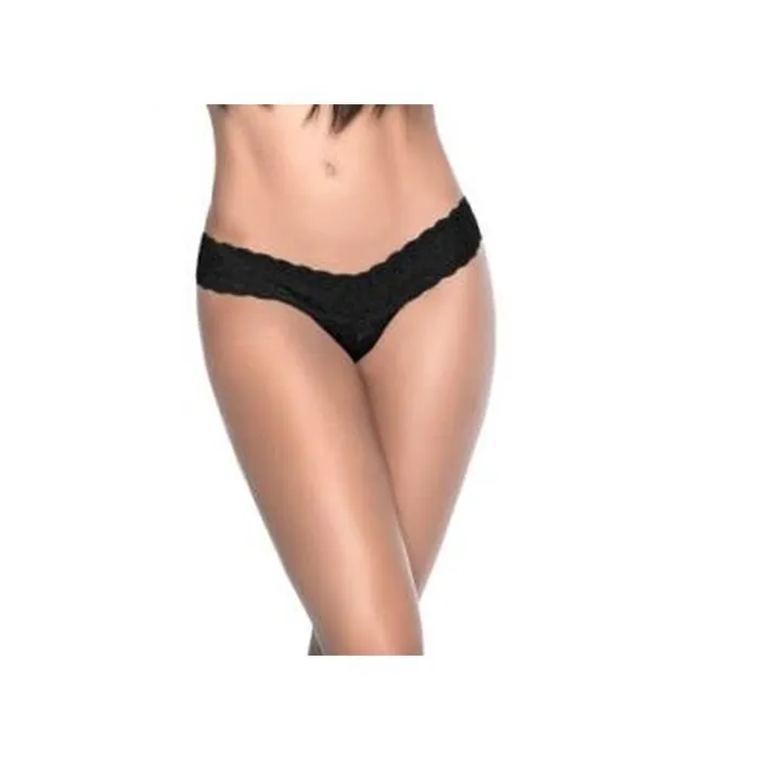 Anal Mapale Lace V Back Thong Black Medium Black