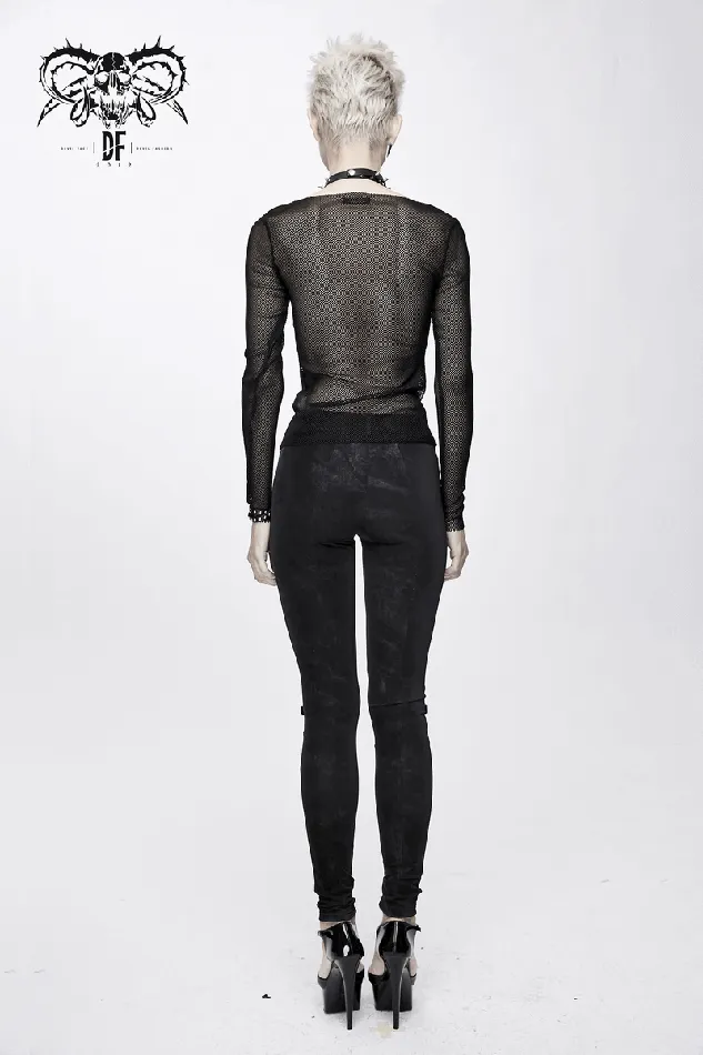 EVEs SECRETS Anal Mesh Sleeve Top Skeleton Hands Design Slim Black Fit