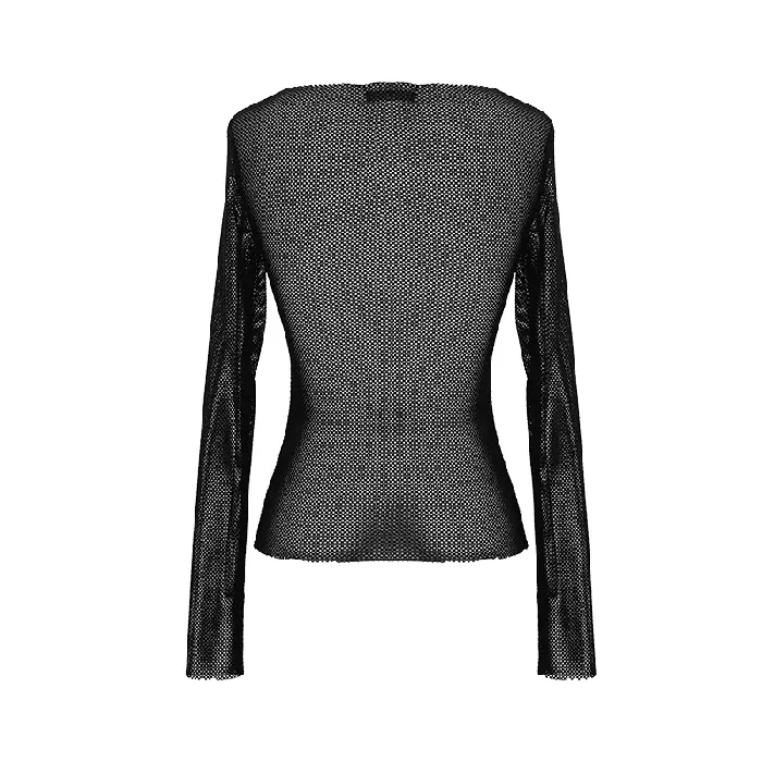 EVEs SECRETS Anal Mesh Sleeve Top Skeleton Hands Design Slim Black Fit
