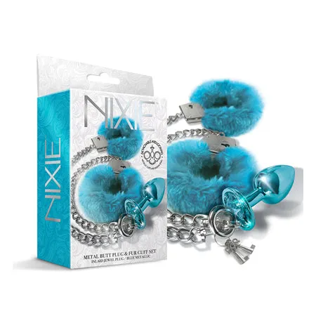 Global Novelties LLC Anal Nixie Metal Butt Plug Furry Handcuff Set Medium All Colors Global Novelties LLC Anal Nixie Metal Butt Plug Furry Handcuff Set Medium All Colors