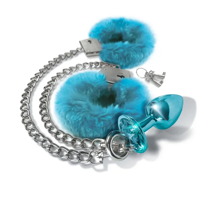 Global Novelties LLC Anal Nixie Metal Butt Plug Furry Handcuff Set Medium All Colors