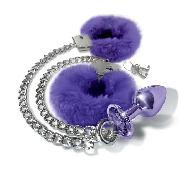 Global Novelties LLC Anal Nixie Metal Butt Plug Furry Handcuff Set Medium All Colors