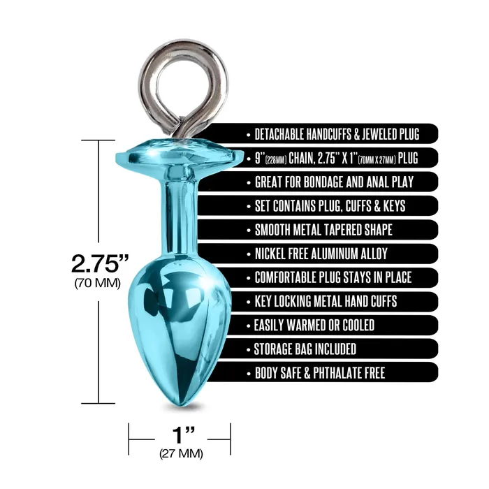 Global Novelties LLC Anal Nixie Metal Butt Plug Furry Handcuff Set Medium All Colors