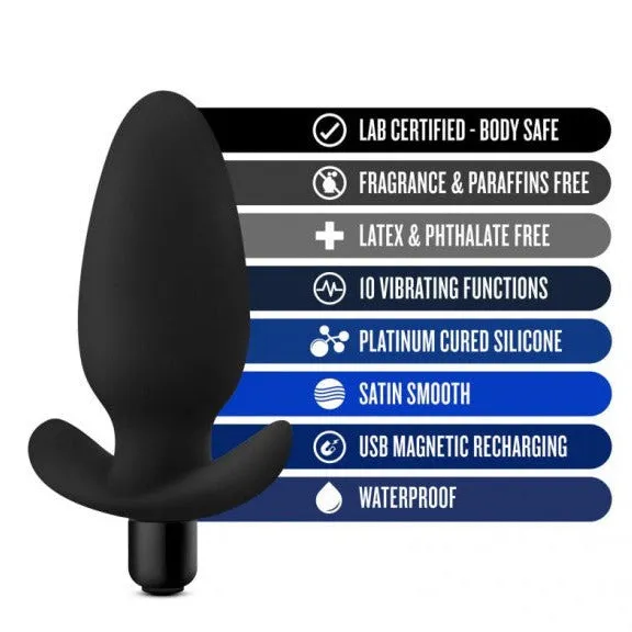 Lonbrook Anal Anal Adventures Platinum Silicone SADDLE PLUG Black Vibrating Butt Plug
