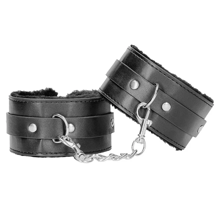 Black White Plush Ankle Cuffs Shots Toys Anal