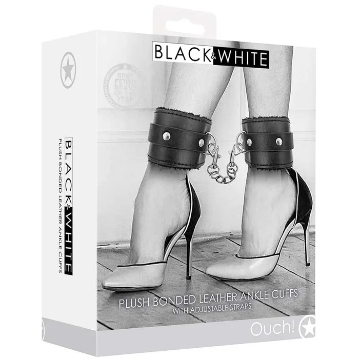 Black White Plush Ankle Cuffs Shots Toys Anal Black White Plush Ankle Cuffs Shots Toys Anal