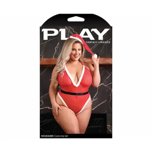 Couples Fantasy Lingerie Play Holidazed Sheer Sparkle Mesh Teddy with Faux Fur Trim Belt Santa Hat Red 1XL2XL Fantasy Lingerie Couples Fantasy Lingerie Play Holidazed Sheer Sparkle Mesh Teddy with Faux Fur Trim Belt Santa Hat Red 1XL2XL Fantasy Lingerie