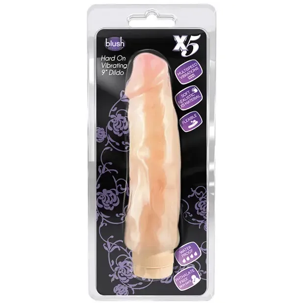 Dildos Blush Blush X5 Plus Hard On Realistic 9 in Vibrating Dildo Beige