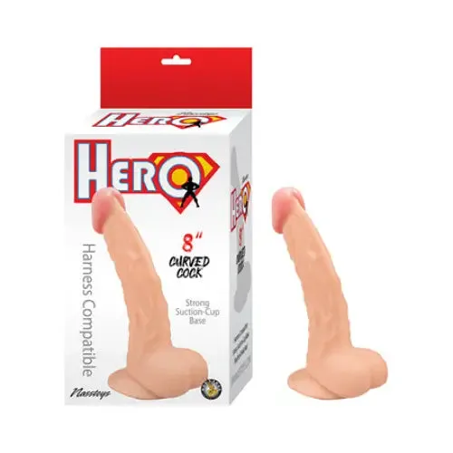 Dildos Hero Curved Cock 8 in White Novelties By Nasswalk