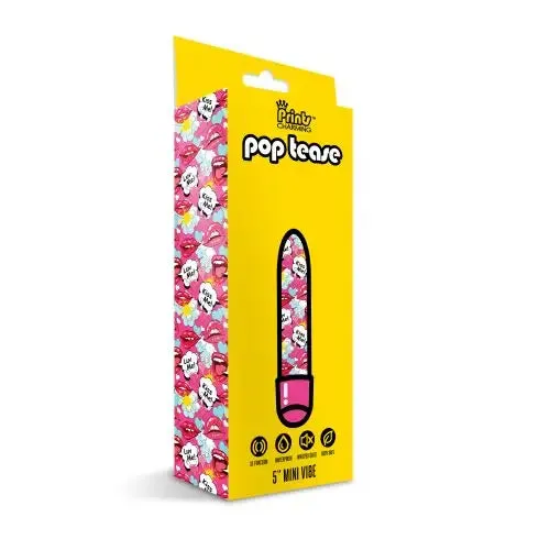 Global Novelties Vibrators Prints Charming Pop Tease 5in Mini Vibe Kiss Me Pink