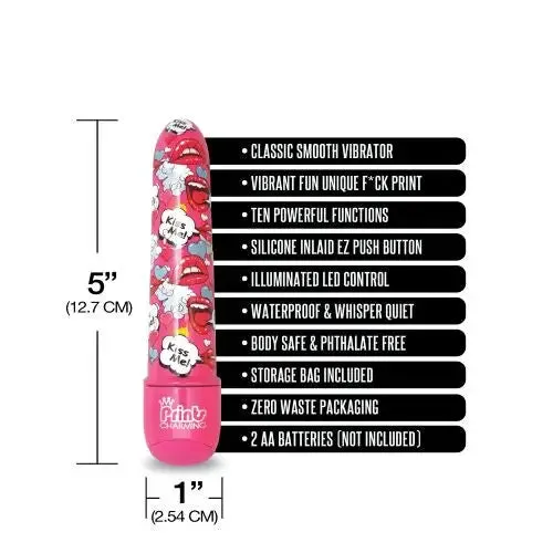 Global Novelties Vibrators Prints Charming Pop Tease 5in Mini Vibe Kiss Me Pink Global Novelties Vibrators Prints Charming Pop Tease 5in Mini Vibe Kiss Me Pink