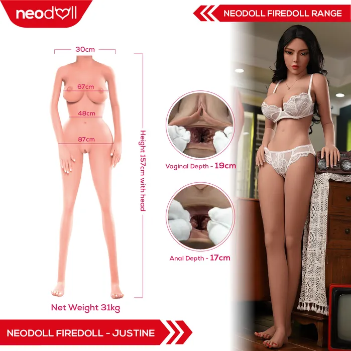 Male Sex Toys Fire Doll Fire Doll Justine Realistic Sex Doll Tongue included 157cm Light Tan
