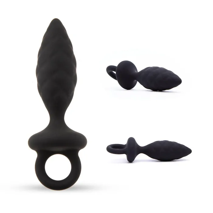 Male Sex Toys Neojoy Neojoy Silicone Anal Plug with Loop Black