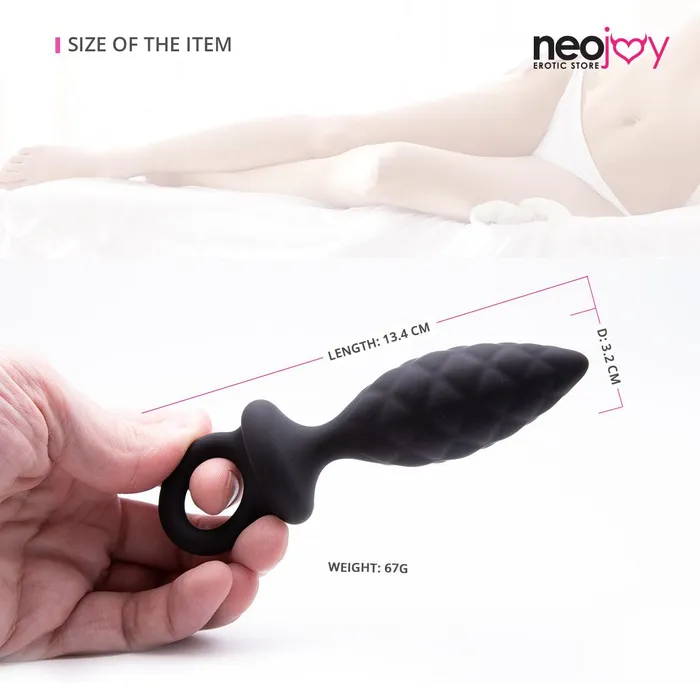 Male Sex Toys Neojoy Neojoy Silicone Anal Plug with Loop Black