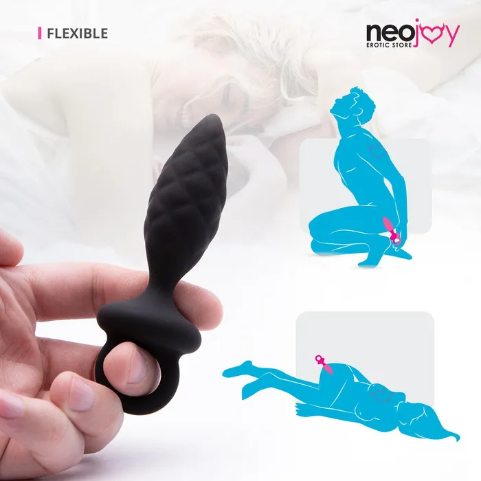 Male Sex Toys Neojoy Neojoy Silicone Anal Plug with Loop Black