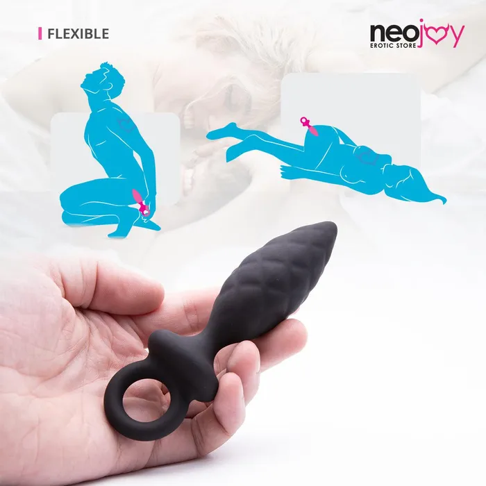 Male Sex Toys Neojoy Neojoy Silicone Anal Plug with Loop Black
