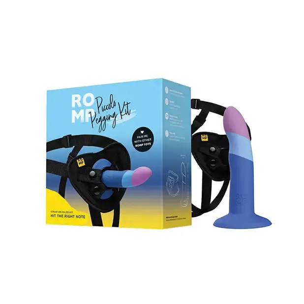 Wow Tech Dildos ROMP Piccolo 3 Color 55 Dildo Pegging Kit Blue