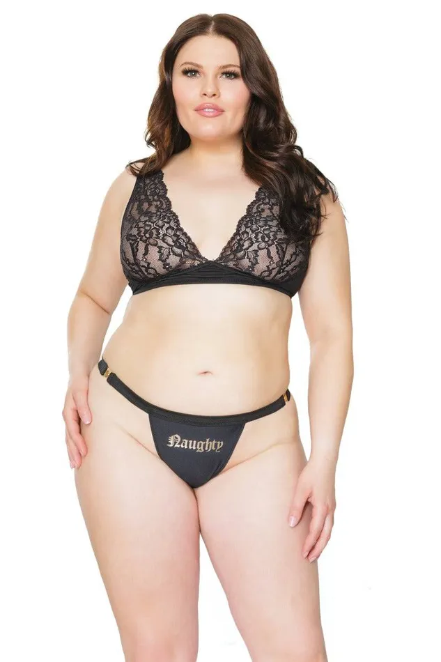 Anal Coquette 21335 Plus Naughty Thong Black OSXL Coquette