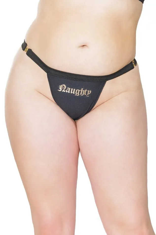 Anal Coquette 21335 Plus Naughty Thong Black OSXL Coquette