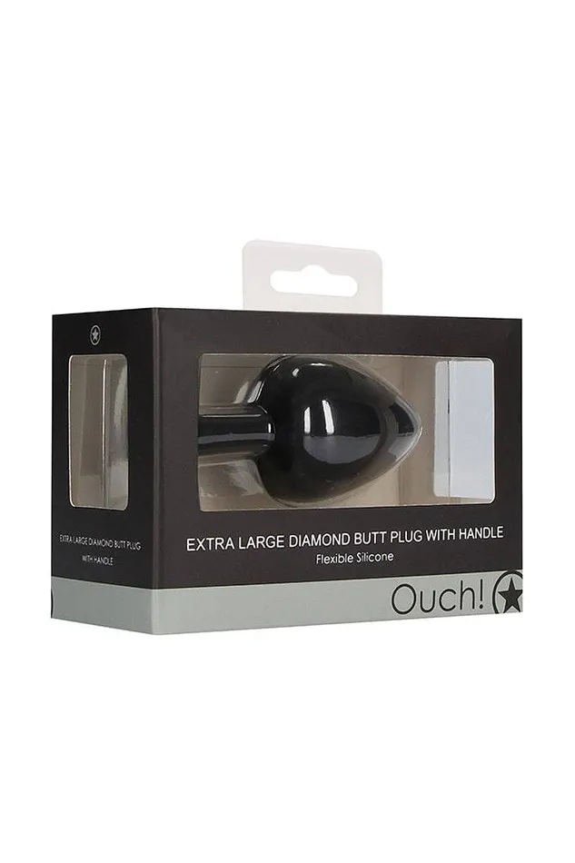 Anal Ouch by Shots Toys Diamond Butt Plug With Handle Black Assorted Shots Toys