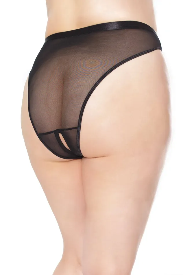 Coquette 22136 PLUS Crotchless Mesh Panty Black OSXL Coquette Anal