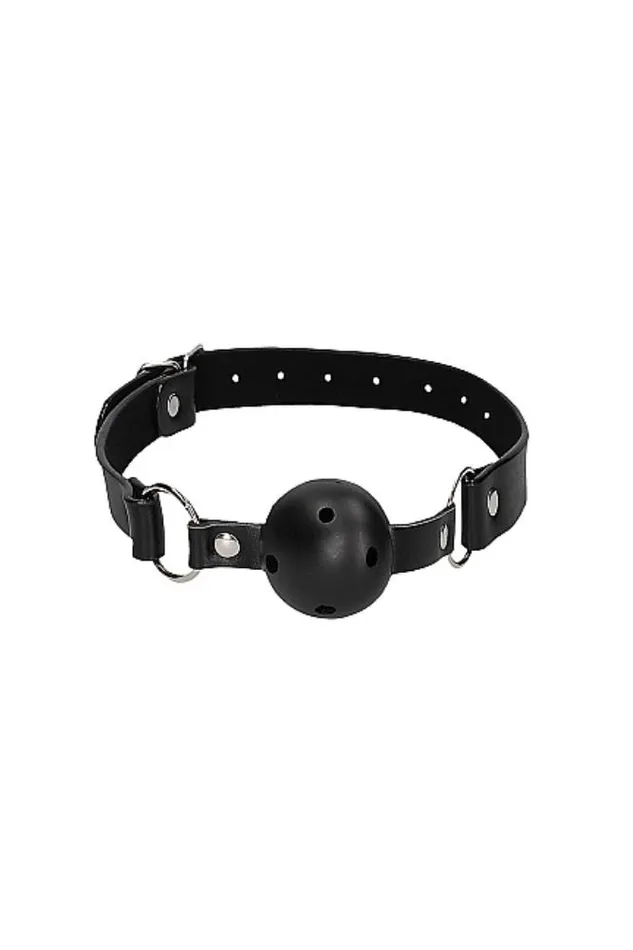 Couples Shots Toys Ouch by Shots Toys Black White Breathable Ball Gag with Nipple Clamps Black