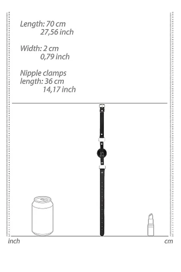 Couples Shots Toys Ouch by Shots Toys Black White Breathable Ball Gag with Nipple Clamps Black