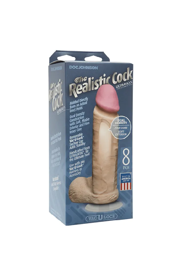 Doc Johnson Doc Johnson The Realistic Cock Ultraskyn Dildo w Removable VacULock Base Assorted Sizes Colors Dildos