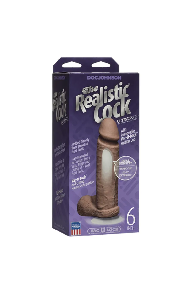Doc Johnson Doc Johnson The Realistic Cock Ultraskyn Dildo w Removable VacULock Base Assorted Sizes Colors Dildos