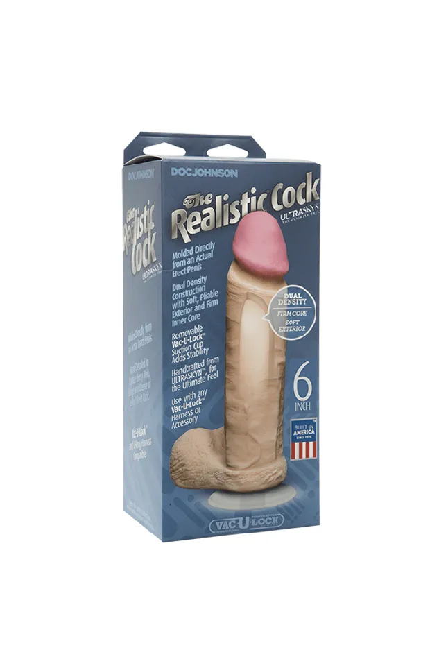Doc Johnson Doc Johnson The Realistic Cock Ultraskyn Dildo w Removable VacULock Base Assorted Sizes Colors Dildos