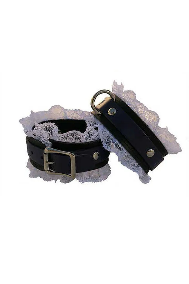 Ego Driven Couples Ego Driven Mini Fancy Cuffs Black with White Lace