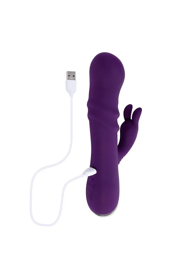 Evolved Playboy Bunny Punch Rabbit Vibrator With Twirling Head Purple Female Sex Toys