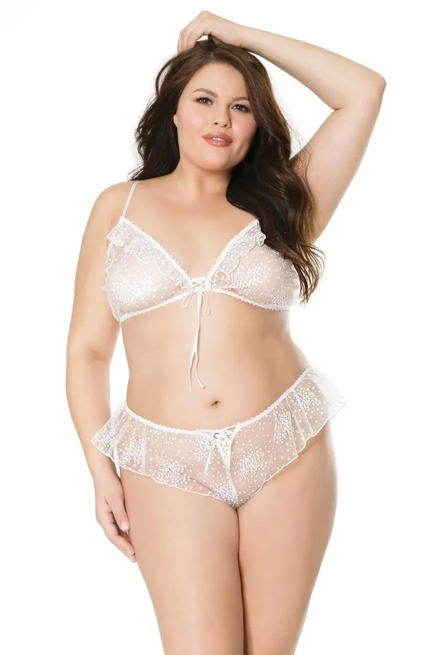 Female Sex Toys Coquette 21102X Plus Size Bralette Panty Set White OSXL Coquette Female Sex Toys Coquette 21102X Plus Size Bralette Panty Set White OSXL Coquette