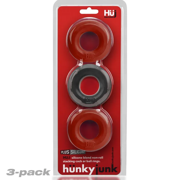 Male Sex Toys HunkyJunk HunkyJunk HUJ Cock Ring 3 Pack Cherry Male Sex Toys HunkyJunk HunkyJunk HUJ Cock Ring 3 Pack Cherry