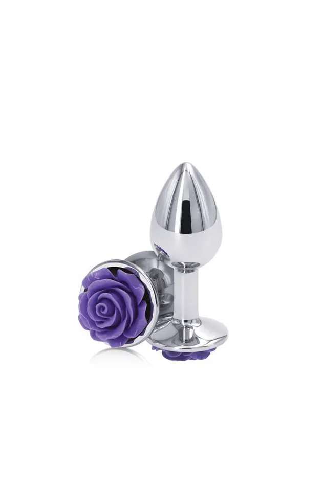 NS Novelties Rear Assets Aluminum Rose Butt Plug PurpleSilver Small 3 Inch NS Novelties Anal NS Novelties Rear Assets Aluminum Rose Butt Plug PurpleSilver Small 3 Inch NS Novelties Anal