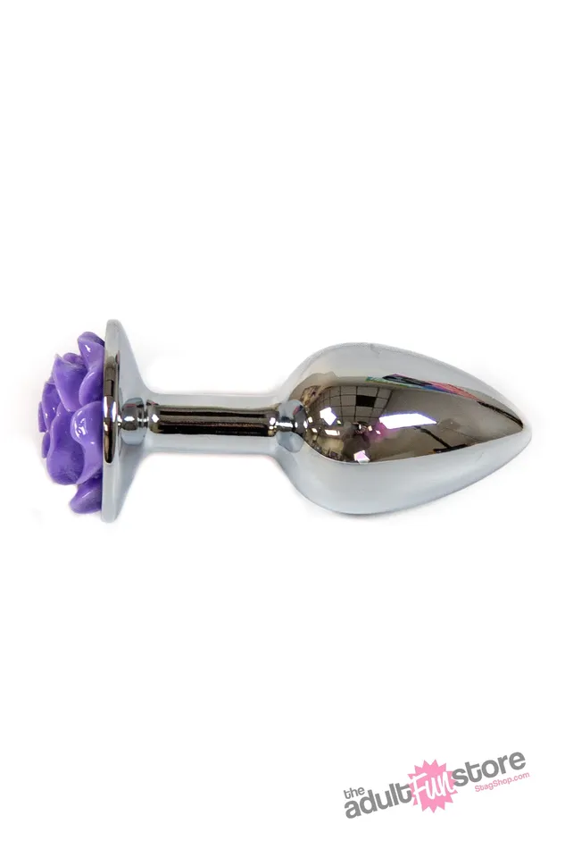 NS Novelties Rear Assets Aluminum Rose Butt Plug PurpleSilver Small 3 Inch NS Novelties Anal