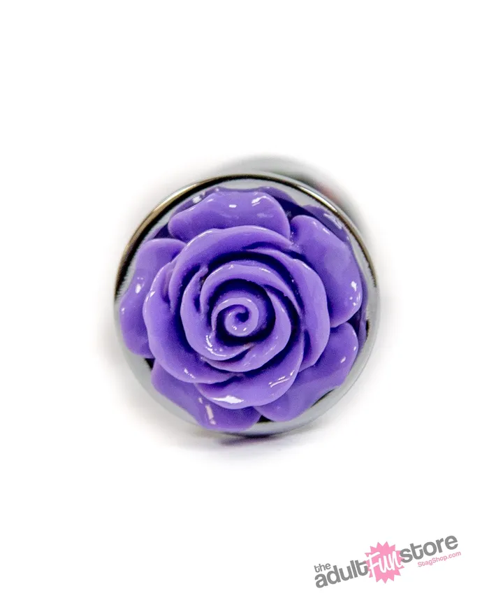 NS Novelties Rear Assets Aluminum Rose Butt Plug PurpleSilver Small 3 Inch NS Novelties Anal