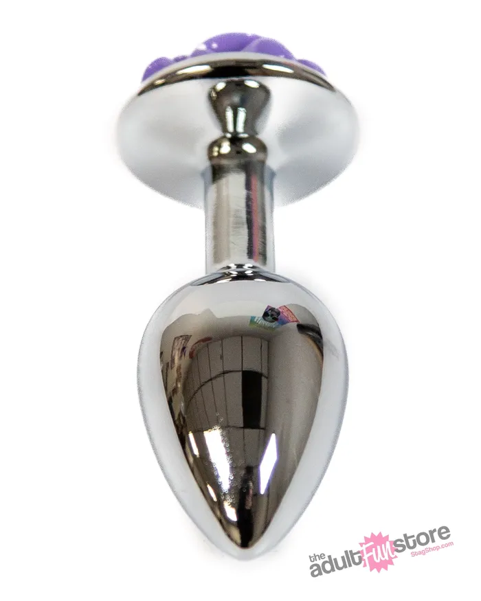 NS Novelties Rear Assets Aluminum Rose Butt Plug PurpleSilver Small 3 Inch NS Novelties Anal