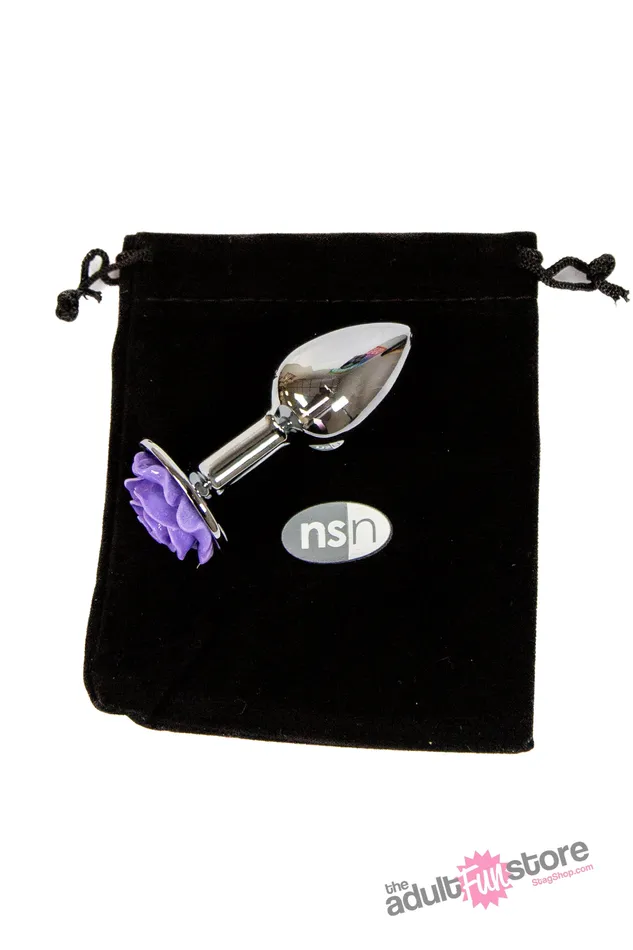 NS Novelties Rear Assets Aluminum Rose Butt Plug PurpleSilver Small 3 Inch NS Novelties Anal