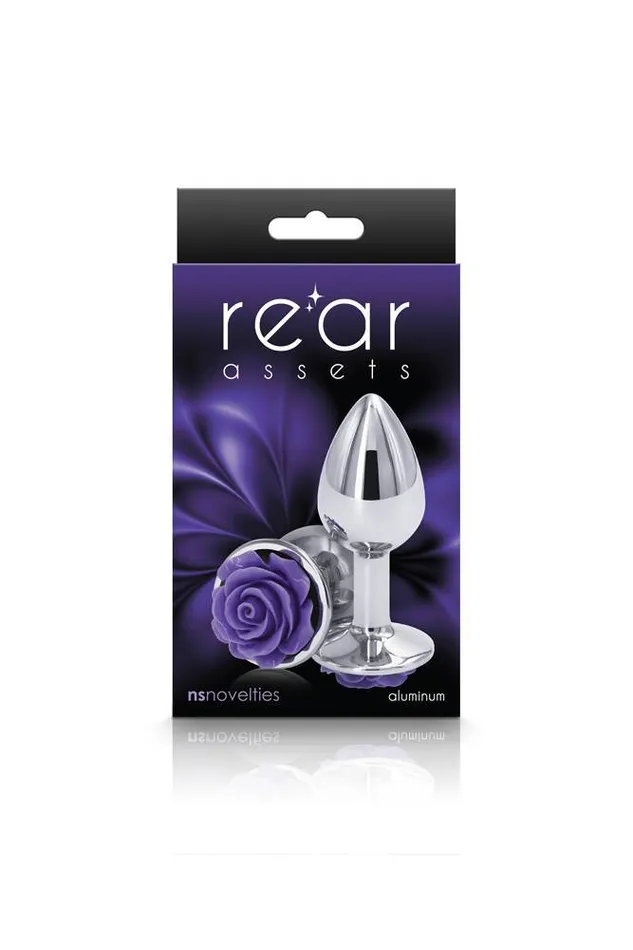 NS Novelties Rear Assets Aluminum Rose Butt Plug PurpleSilver Small 3 Inch NS Novelties Anal
